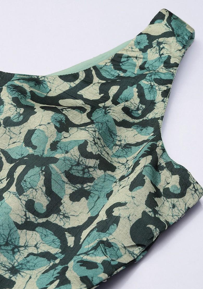 Teal Printed Poly Blend Co-Ord Set