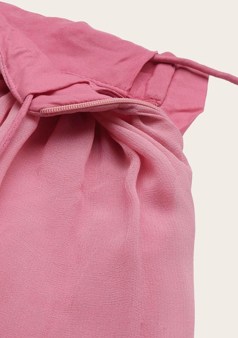 Maroon Solid Georgette Co-Ord Set