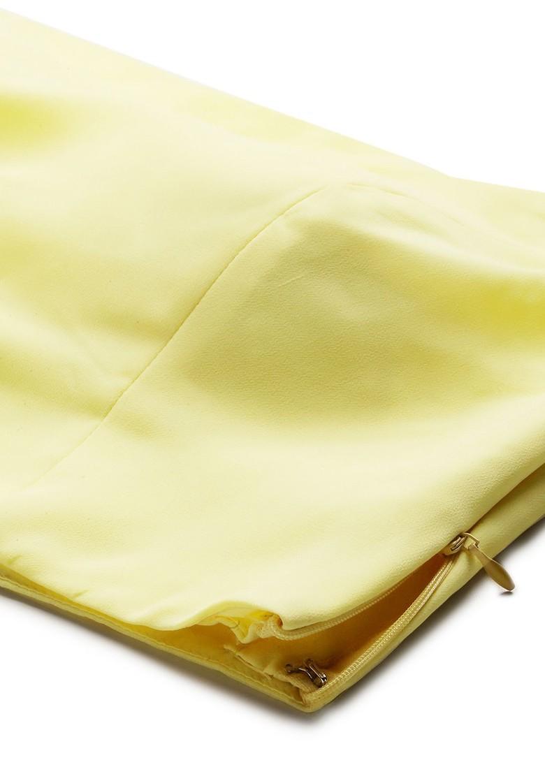 Yellow Solid Poly Blend Co-Ord Set