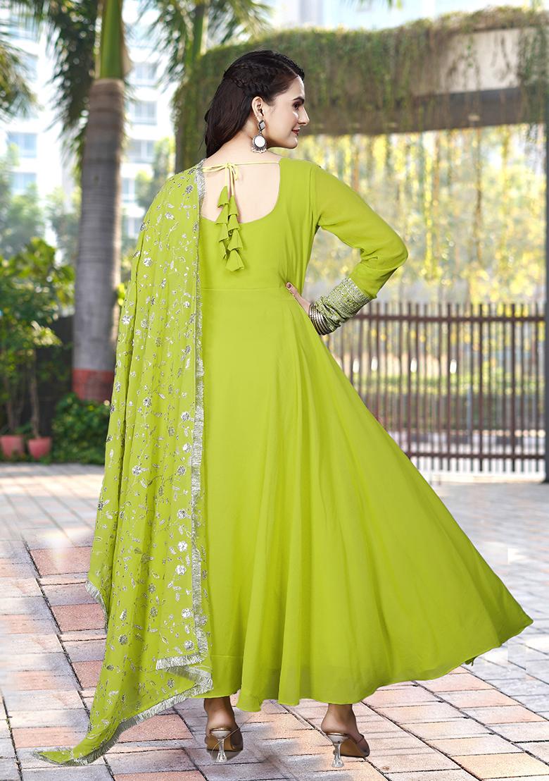 Light Green Embroidered Georgette Kurta Set
