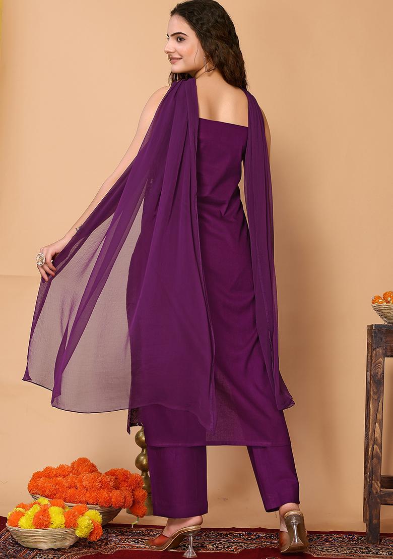 Purple  Rayon Kurta Set