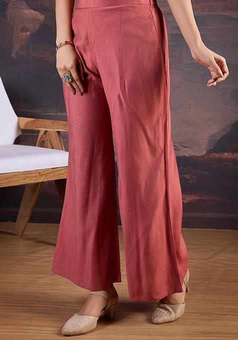 Peach Embroidered Straight Silk Blend Kurta Sets With Dupatta