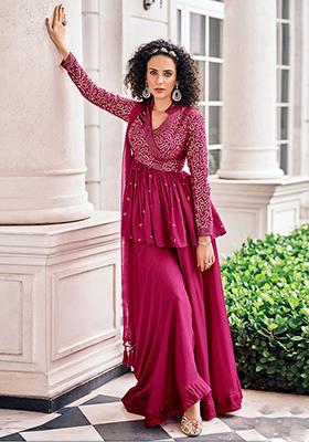 Pink Embroidered Georgette Salwar Kameez