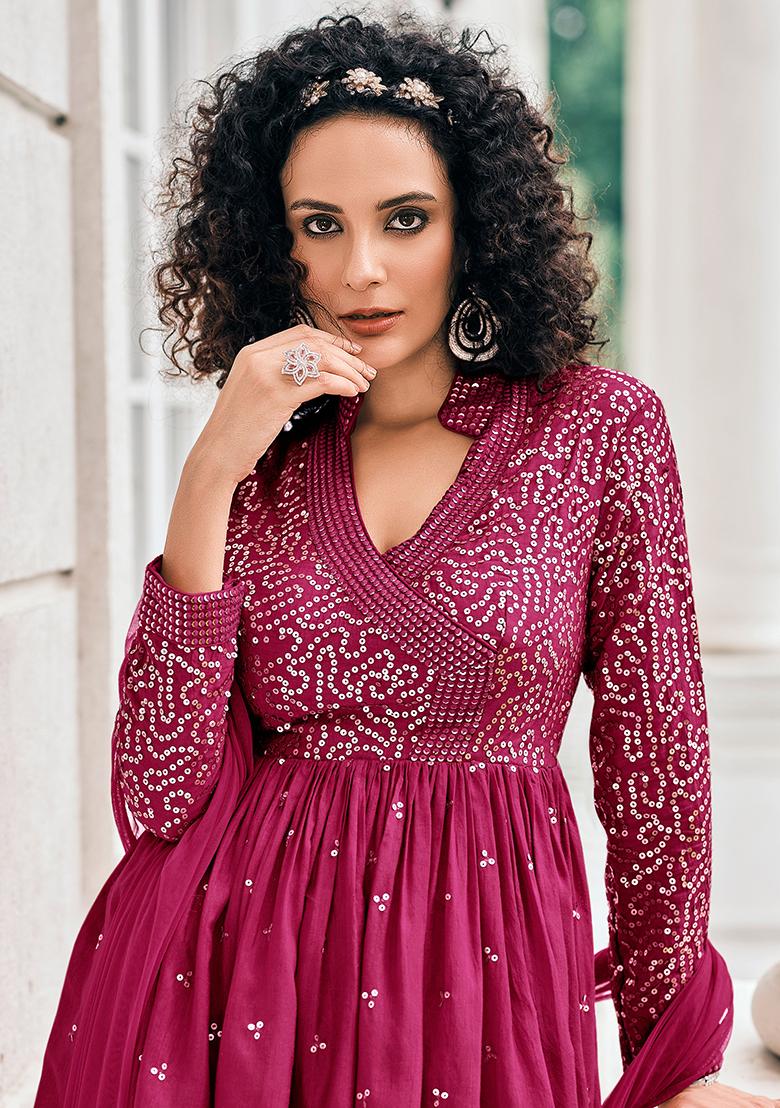 Pink Embroidered Georgette Salwar Kameez