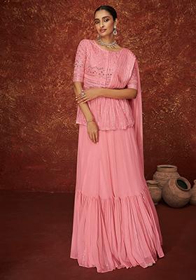 Pink Embroidered Georgette Salwar Kameez