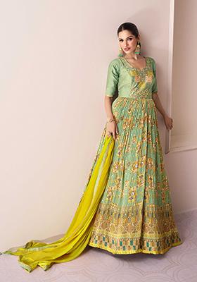 Pista Green Embroidered Georgette Salwar Kameez