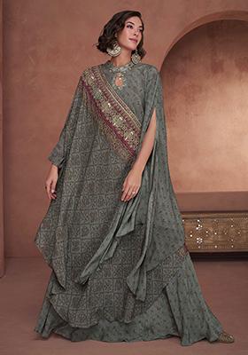 Grey Embroidered Georgette Salwar Kameez