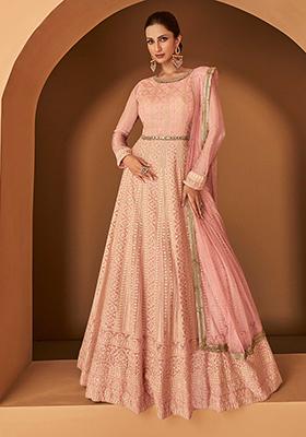 Pink Embroidered Georgette Salwar Kameez