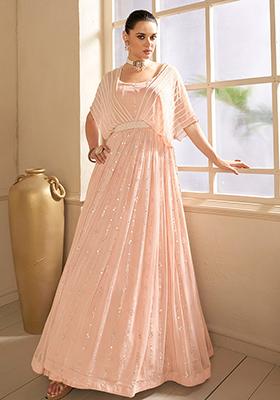 Peach Embroidered Georgette Salwar Kameez