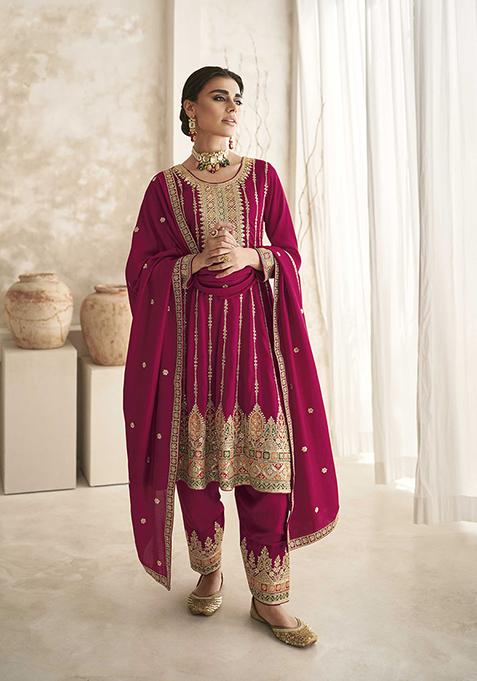 Pink Embroidered Silk Salwar Kameez