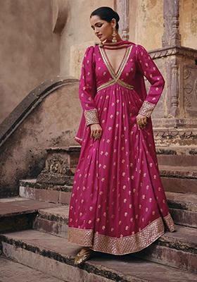 Pink Embroidered Jacquard Salwar Kameez