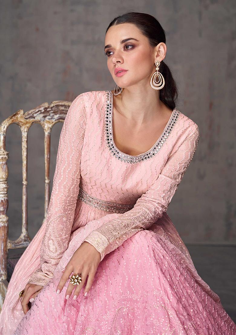 Pink Embroidered Georgette Salwar Kameez
