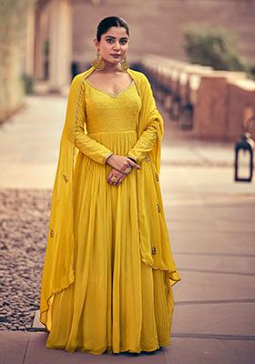 Yellow Embroidered Georgette Salwar Kameez