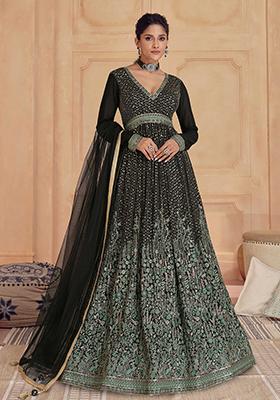 Black Embroidered Georgette Salwar Kameez
