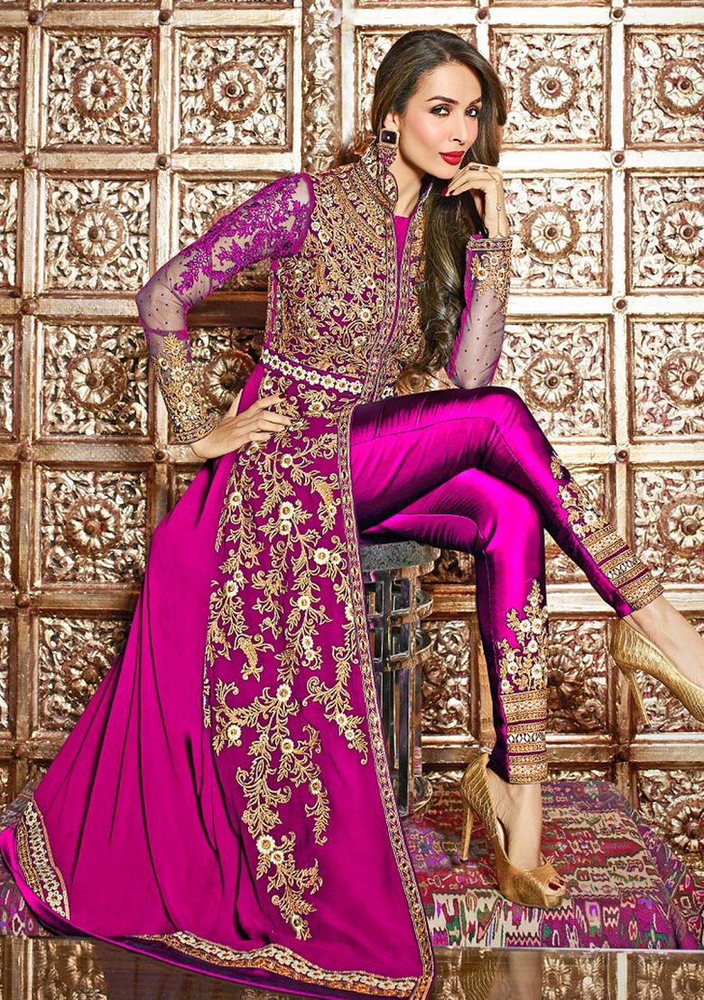 Pink Embroidered Georgette Salwar Kameez