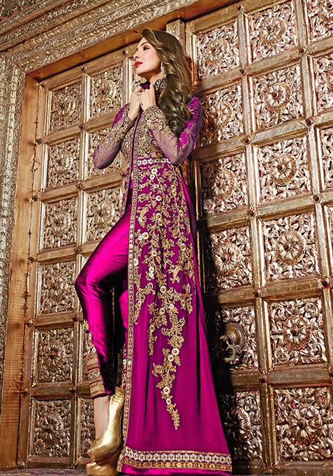 Pink Embroidered Georgette Salwar Kameez