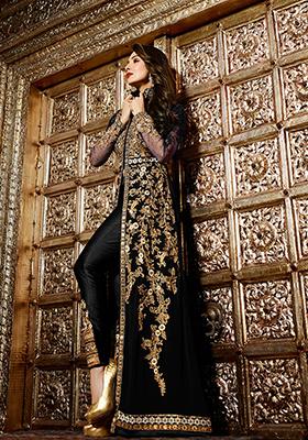 Black Embroidered Georgette Salwar Kameez