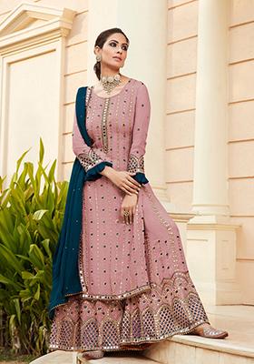 Pink Embroidered Georgette Salwar Kameez