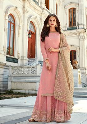 Pink Embroidered Georgette Salwar Kameez