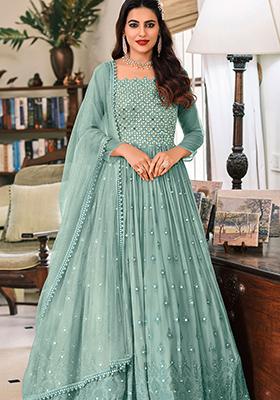 Blue Embroidered Georgette Salwar Kameez