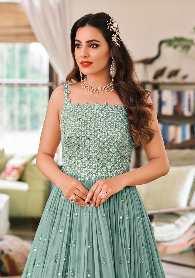 Blue Embroidered Georgette Salwar Kameez