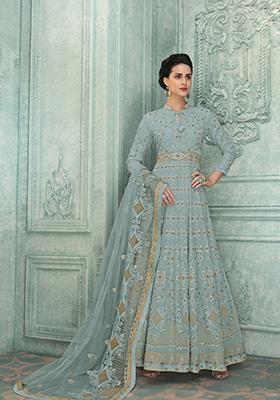Blue Embroidered Georgette Salwar Kameez