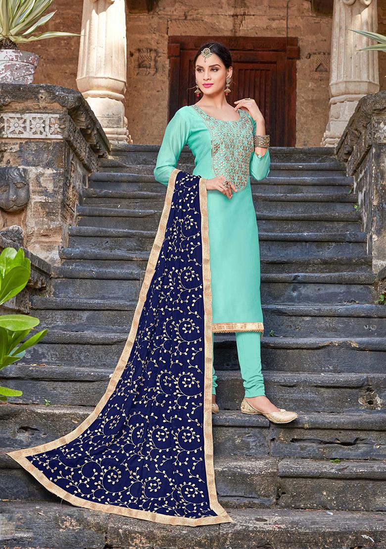 Blue Embroidered Silk Salwar Kameez