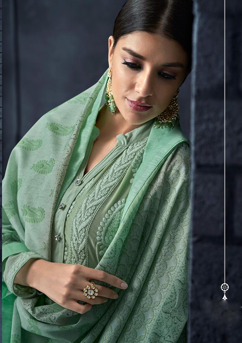 Green Embroidered Georgette Salwar Kameez