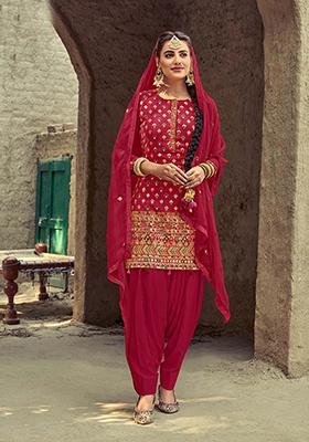 Pink Embroidered Georgette Salwar Kameez