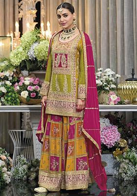 Green Embroidered Silk Kurta Set