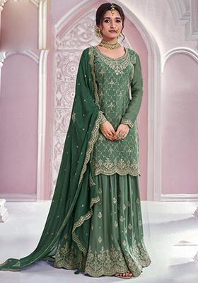 Light Green Embroidered Silk Kurta Set