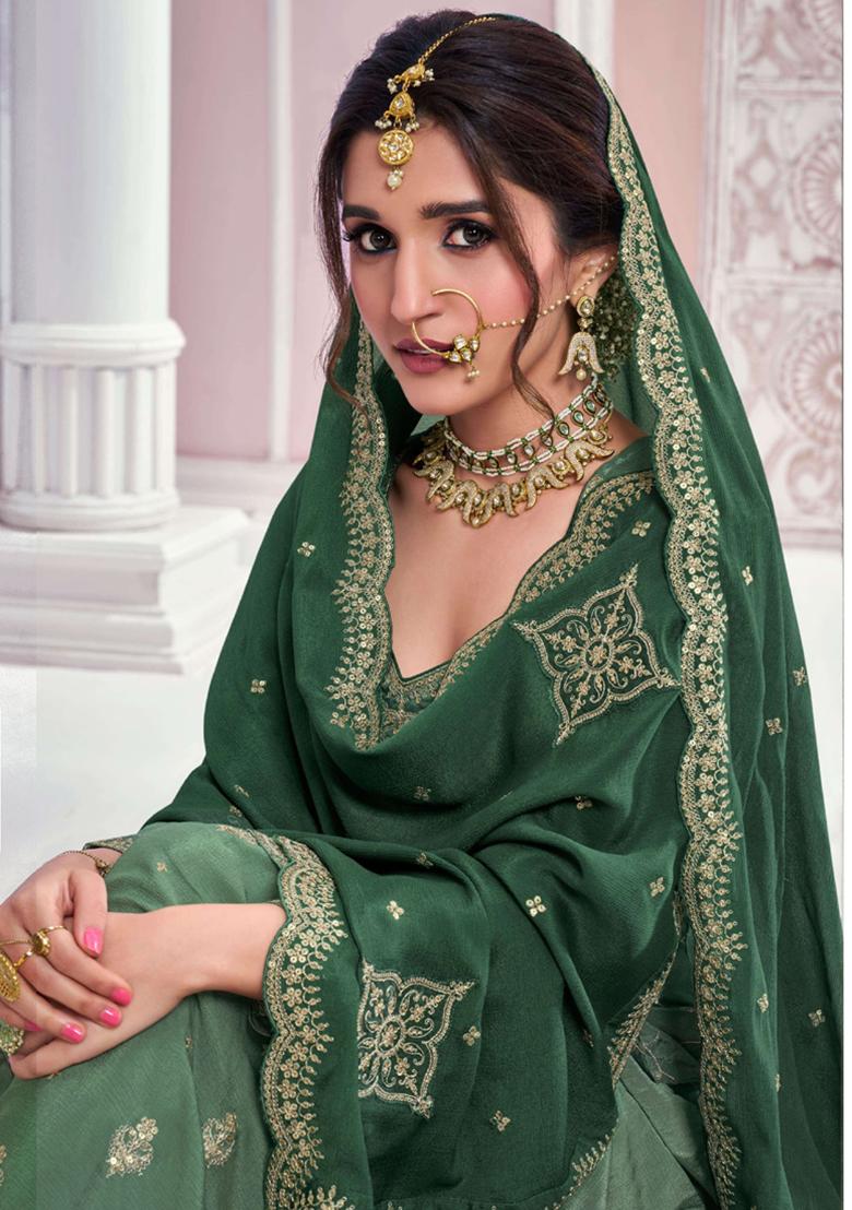 Light Green Embroidered Silk Kurta Set