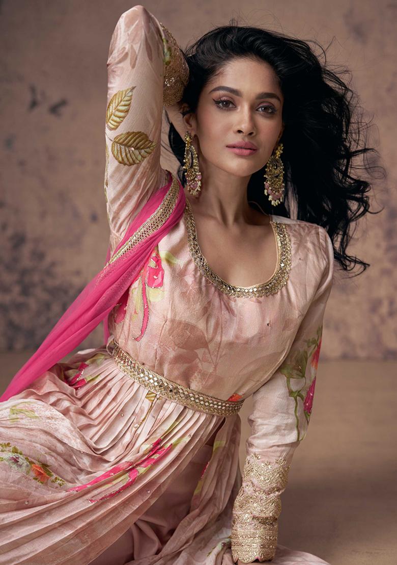 Pink Embroidered Georgette Salwar Kameez