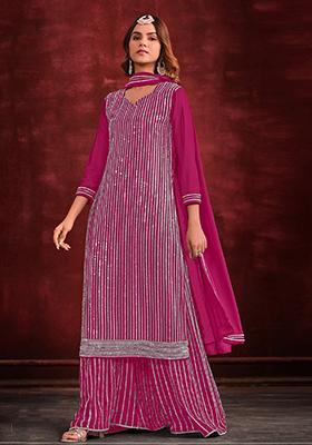 Pink Embroidered Georgette Salwar Kameez