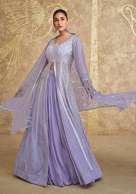 Lavender Embroidered Georgette Salwar Kameez