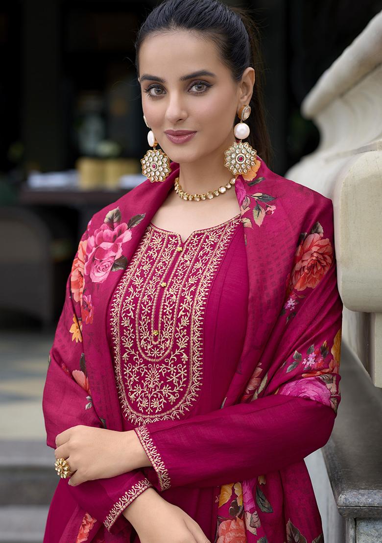 Pink Embroidered Silk Salwar Kameez