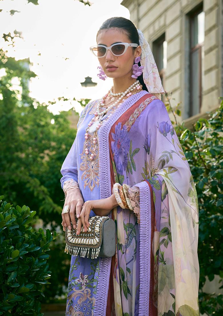 Light Purple Embroidered Cotton Salwar Kameez