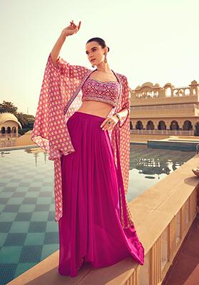 Pink Embroidered Chinnon Salwar Kameez