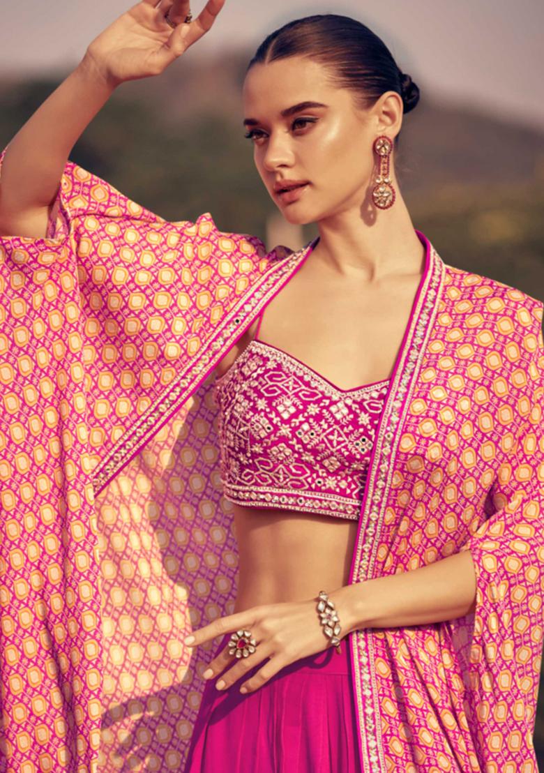 Pink Embroidered Chinnon Salwar Kameez