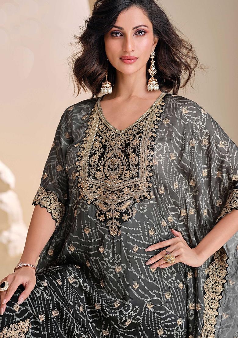 Black Embroidered Silk Salwar Kameez