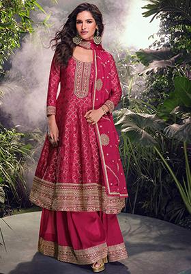 Pink Embroidered Jacquard Salwar Kameez