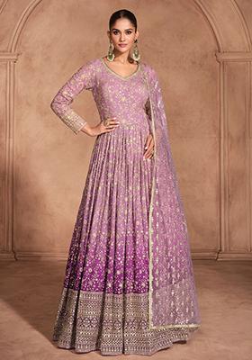Lilac Embroidered Georgette Salwar Kameez