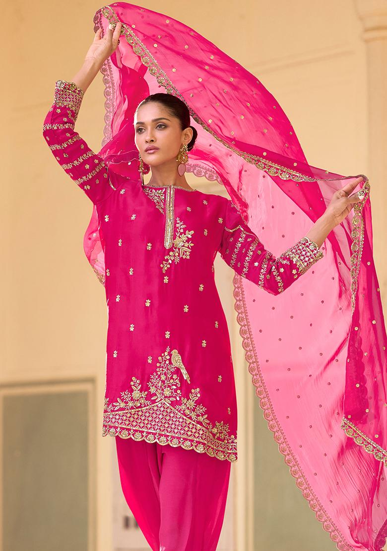 Pink Embroidered Silk Salwar Kameez