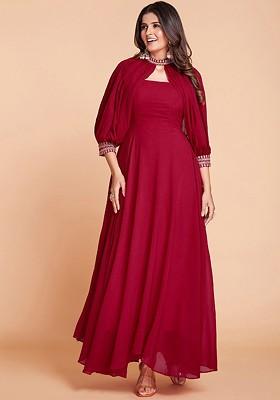 Red Solid Poly Blend Kurta