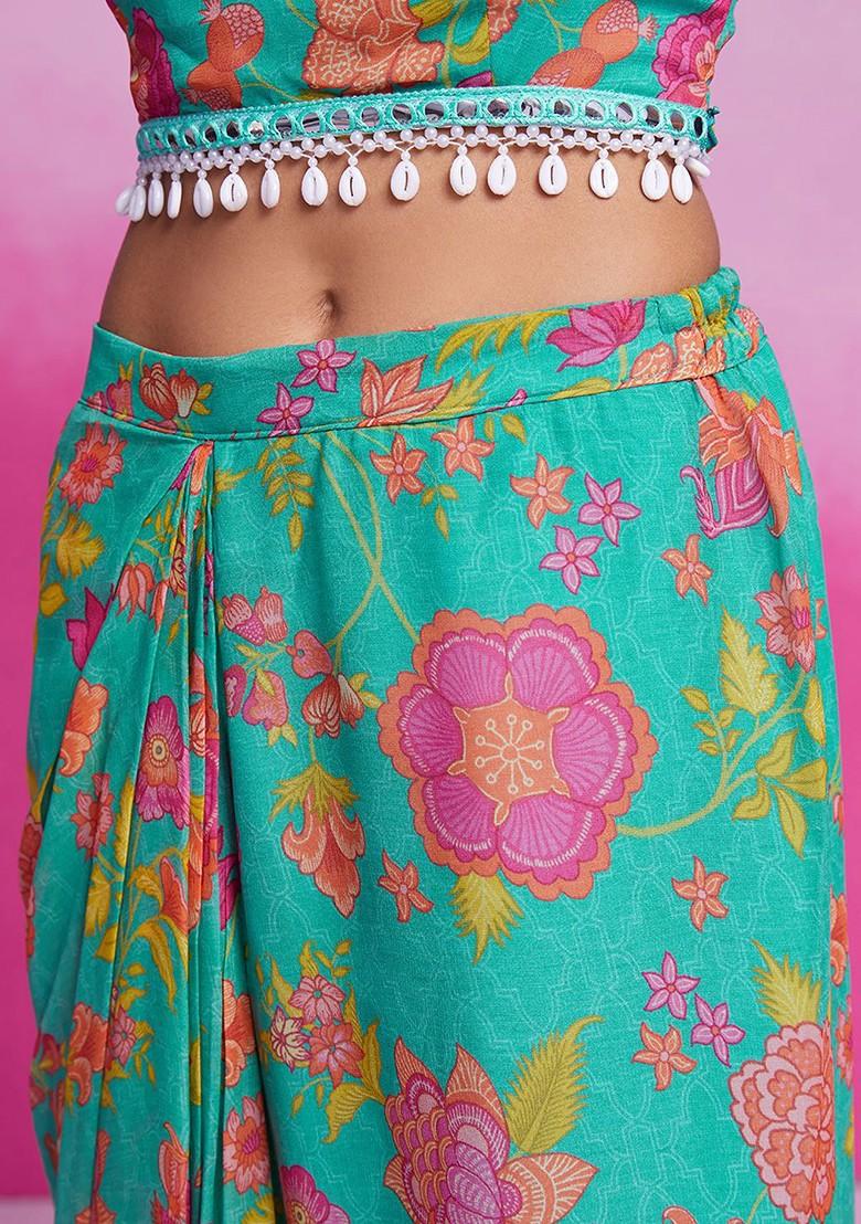 Blue Printed Poly Blend Fusion Set