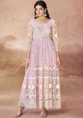 Pink Embroidered Poly Blend Kurta