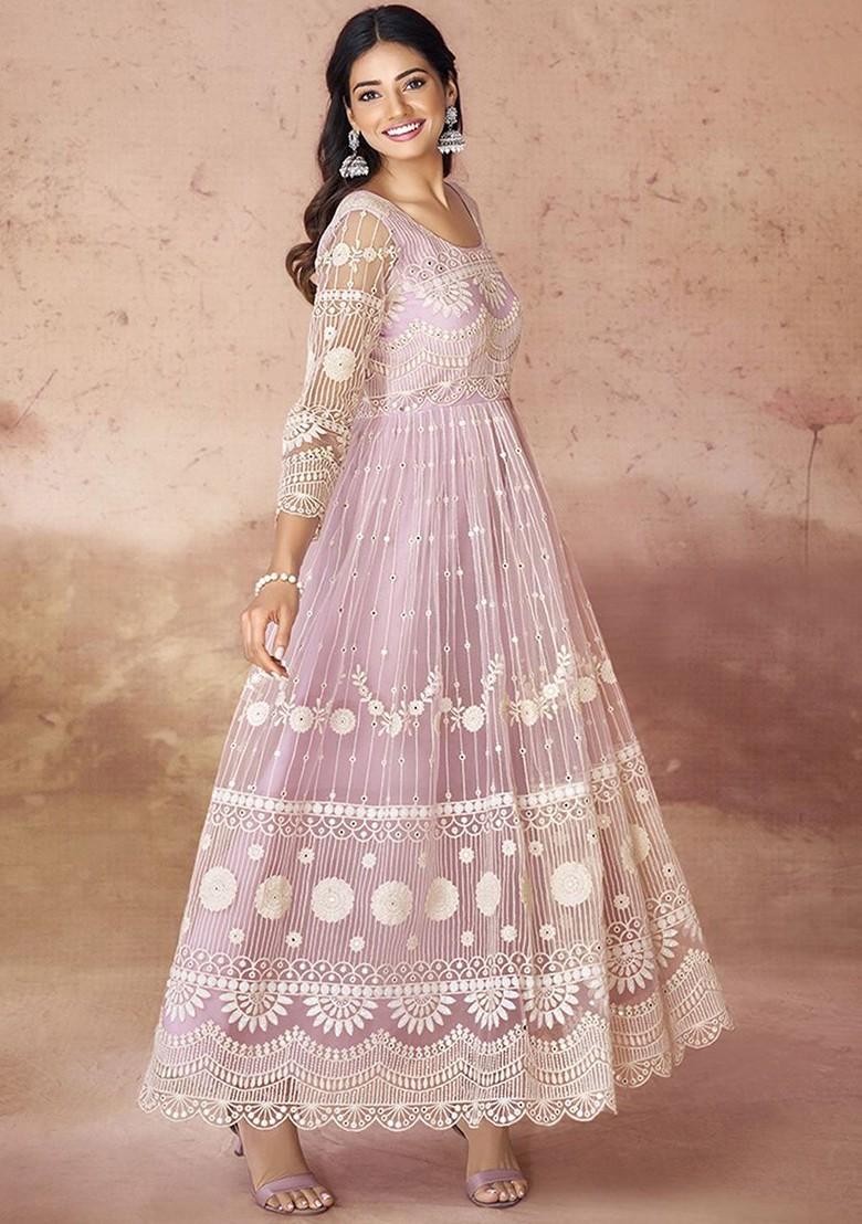 Pink Embroidered Poly Blend Kurta