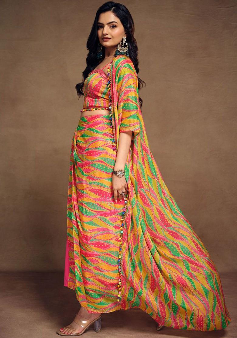 Yellow Printed Poly Blend Fusion Set