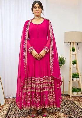 Pink Embellished Embroidered Poly Blend Kurta