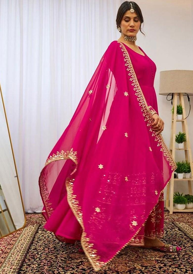 Pink Embellished Embroidered Poly Blend Kurta